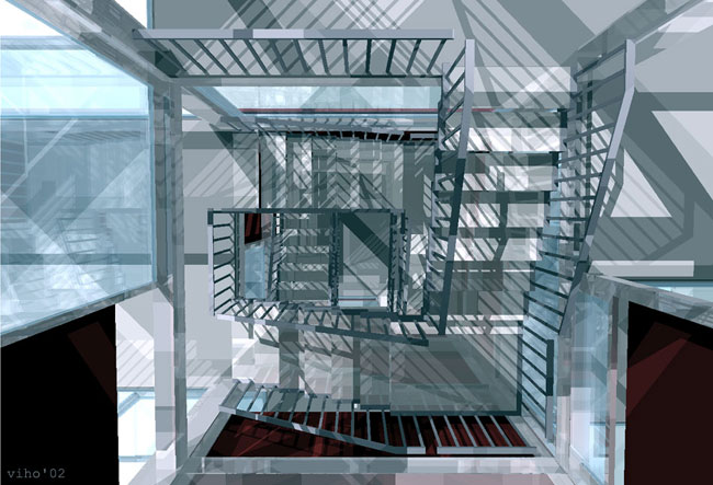 Architekturstudium - Räume füllen - das Treppenhaus Räume füllen - ein Ausstellungsraum im Ausstellungsraum